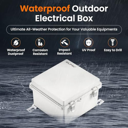 QILIPSU Waterproof Junction Box IP67 Outdoor Plastic Electrical Project Enclosure Weatherproof with Mounting Plate, Wall Brackets, Hinged Grey Cover 5.9"x5.9"x3.5" - color: Grey Cover, size: 5.9"x5.9"x3.5"