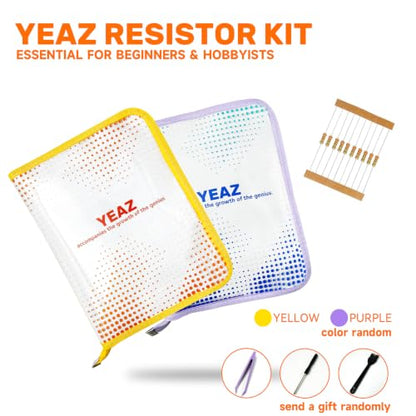 YEAZ 500pcs Resistor Kit 1/4W Carbon Film Resistors Assortment Book Design
