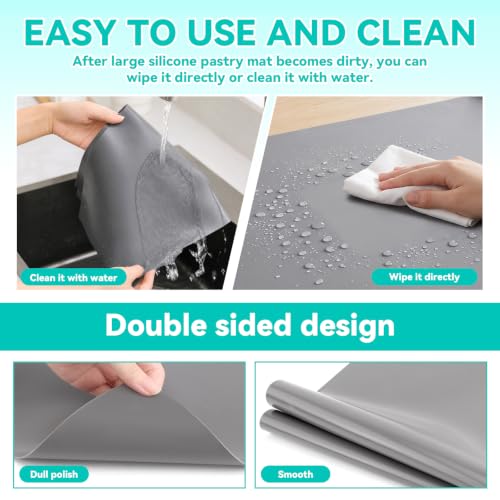 VOKOY Large Silicone Mat for Crafts,48"x24" Grey Table Mat Counter Mats - color: Gray, size: 48"L x 24"W