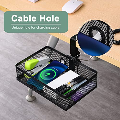 ROSYLINE Under Desk Storage Basket Hanging Drawer Tray, Clamp On Organizer - color: Black-Clamp-On