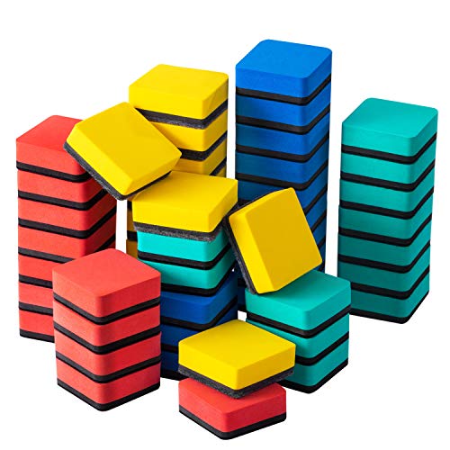 Favourde 48 Pack Magnetic Whiteboard Dry Erase Erasers for Classroom School - color: 4-color