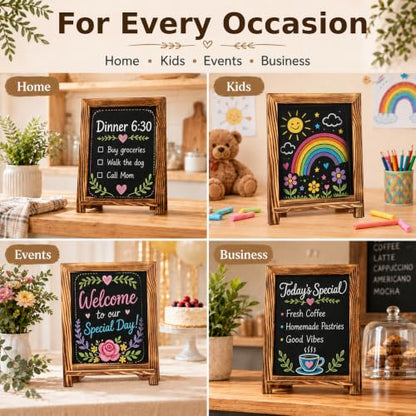 LotFancy 15"x12" Magnetic Chalk Board Sign, Small Tabletop Chalkboard Brown - color: Rustic Brown, size: 12"W x 15"H