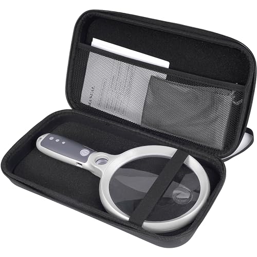 Large Magnifying Glass with 37 LED Light and Case, 10X 20X 45X Handheld - color: White & Grey, size: Magnifier with Light (With Case)