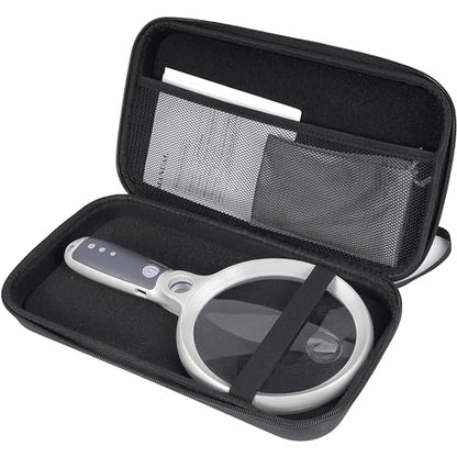 Large Magnifying Glass with 37 LED Light and Case, 10X 20X 45X Handheld - color: White & Grey, size: Magnifier with Light (With Case)