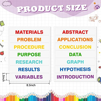 Lewtemi 14 Sheets Science Fair Subtitles Self Adhesive Paper,Rainbow Color - color: Rainbow Color