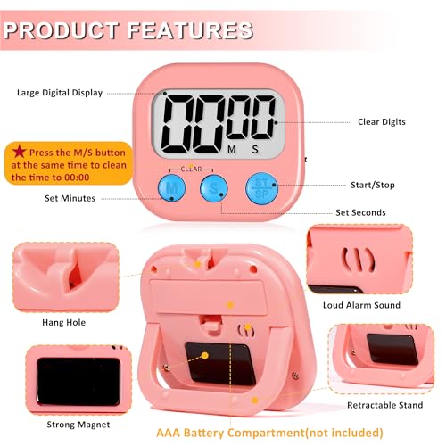 ZILLEEN Classroom Timer for Kids Teachers 2 Pack Digital Timers Pur Pk - color: Purple & Pink