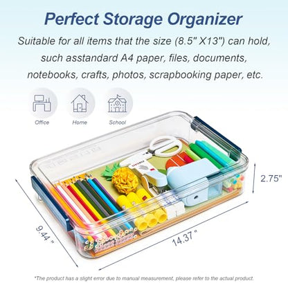 CATOOMUU 16-Pack 9x13 Shallow Flat Clear Plastic Storage Boxes - color: Large-Blue-16-Pack