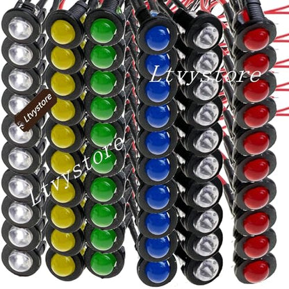 60Pcs 3MM 9V 6Colors LED Pre Wired Prewired Lamp Light Bulb Prewired Emitting Diode +60Pcs Black 3MM LED Plastic Clip Holder Display Panel