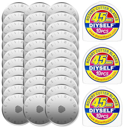 DIYSELF 30 Pack Rotary Cutter Replacement Blades, 45mm Rotary Cutter Blades - color: 30 Pack