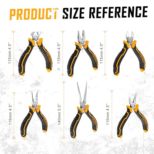 TOLSEN 6-Piece Mini Pliers Set, Small Needle Nose Pliers Set with Pouch