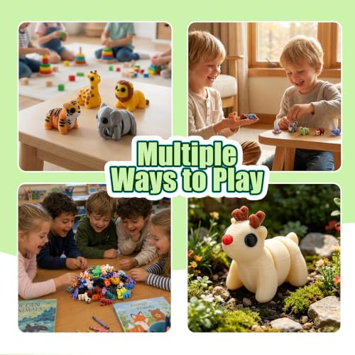 60PCS Mini 3D Printed Animals, Articulated Fidget Toys for Kids - style: 60P Mini Forest Animals