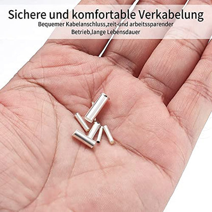 650 Pcs 7 Sizes Wire Ferrules Kit, Tinned Copper Crimp Connectors, 22-18 AWG 16-14 AWG 12-10 AWG Non Insulated Electrical Cable Pin Cord End Terminals, Wire Copper Crimp Fitting Ferrules