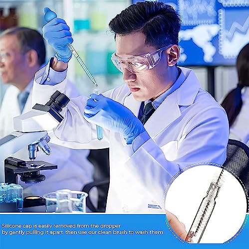 Pipettes with Big Rubber Bulb, 2Pcs Glass Droppers, 1 Cleaning Brush - size: 10 ml Pipettes