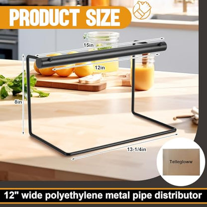 Tellegloww Metal Poly Tube roll Dispenser with Mounting Hardware, 12" Width