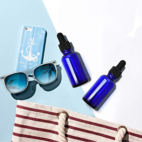 June Fox Glass Dropper Bottle,99 Pack 1oz Blue Glass Bottles with Droppers and Black cap for Essential Oils, Lab Chemicals, Perfumes - color: Blue