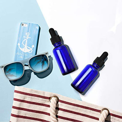 June Fox Glass Dropper Bottle,99 Pack 1oz Blue Glass Bottles with Droppers and Black cap for Essential Oils, Lab Chemicals, Perfumes - color: Blue