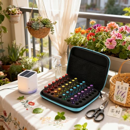 Essential Oil Storage Bag, 63 Slots Portable Aromatherapy Essential Oil Storage Bag Case Collision Proof No Leakage Essential Oil Organizer for Travel (Blue) - color: Blue