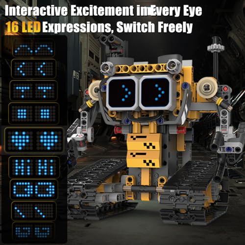 Gohero Robot Building Kit，5 in 1 STEM Toys for Boys Toys Age 8-10 with Remote & App Control，Robotics Technic Kits with 16 LED Expressions，Christmas & Birthday Gifts for Teen Boys & Grils (373 PCS)