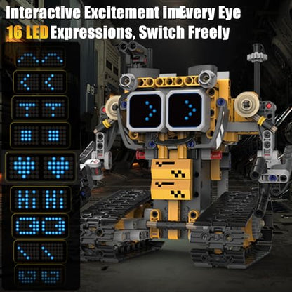 Gohero Robot Building Kit，5 in 1 STEM Toys for Boys Toys Age 8-10 with Remote & App Control，Robotics Technic Kits with 16 LED Expressions，Christmas & Birthday Gifts for Teen Boys & Grils (373 PCS)