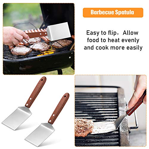 Newtay 2 Pcs Metal Small Spatula Wooden Handle Cookie Baking Scraper Turner
