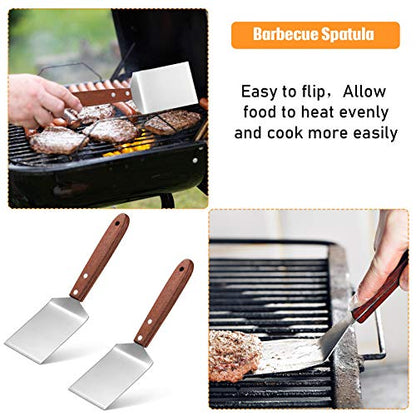 Newtay 2 Pcs Metal Small Spatula Wooden Handle Cookie Baking Scraper Turner