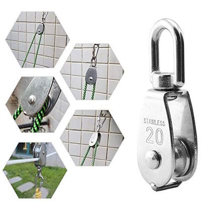 10 Pcs M20 Single Pulley, Stainless Steel Wire Rope Crane Pulley Block - size: 10*M20 Single