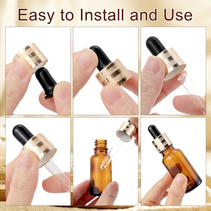 30 Pack 20ml Amber Glass Dropper Sample Bottles with Golden Caps - color: Amber, size: 20mL-30pcs