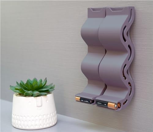 AA & AAA Battery Chute Combo, Wall-Mounted Battery Organizer & Dispenser – No-Jam FIFO Design, Holds 18 AA & 25 AAA Batteries – Purple - color: Purple