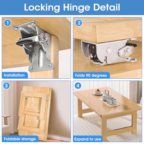 TopDirect 4 Pack Locking Hinge for Folding Table Brackets (Silver) - color: Silver, size: 4 Pack