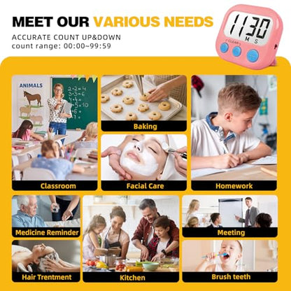 Digital Timer for Kids Classroom Timers for Teachers 4 Pack Pink White - color: Pink White