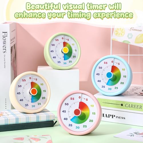 Amazingspark Visual Timer 60 Minute, Classic, Blue,Pink,Yellow,Green, 4 Pcs - color: Blue,pink,yellow,green, size: Classic