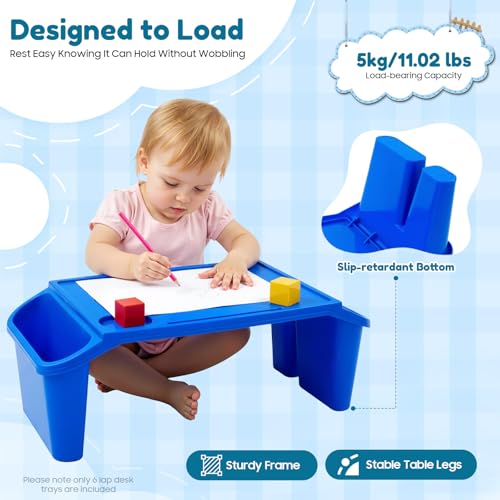 Kids Lap Desk 6 Pack, Activity Trays with Storage for Classroom & Daycare - color: Red/Bule/Yellow