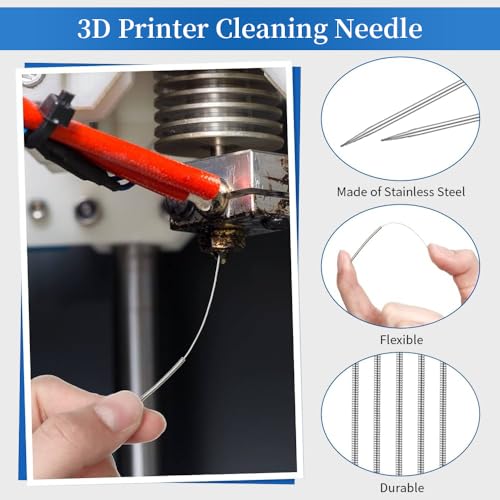 BORDSTRACT 3D Printer Nozzle Tool, Cleaning and Maintenance Kit, 5pcs 0.3mm Cleaning Needles for 0.3mm Nozzles, Quick and Easy Cleaning Material - size: 0.3