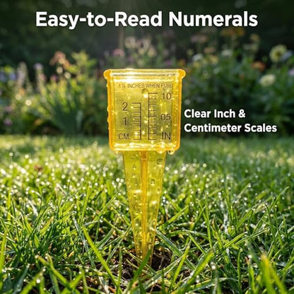 10Pack 1.5" Plastic Rain Gauge, Bright Yellow Rain Catcher