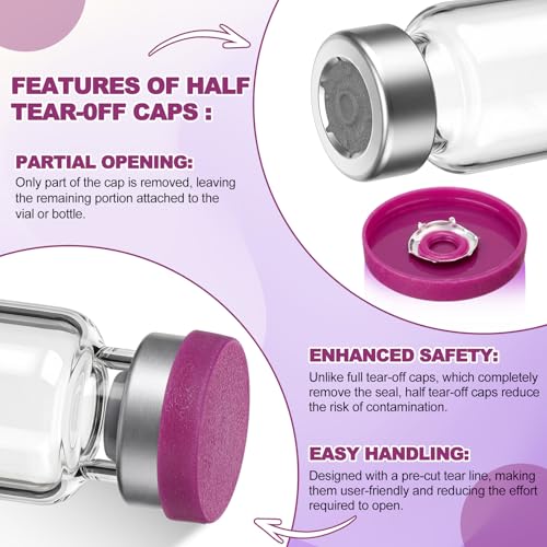 50 Pcs 2ml Sterile Vials Empty Vials for Injection, Purple Lid - color: Purple Lid