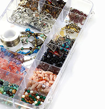 Exptolii 18 Grids Plastic Organizer Box with Dividers, Clear Compartment Container Storage for Beads Crafts Jewelry Fishing Tackles, Size 7.9 x 6.2 x 1.2 in (Pack of 3) - size: 1x 18 Grids (Pack of 3)