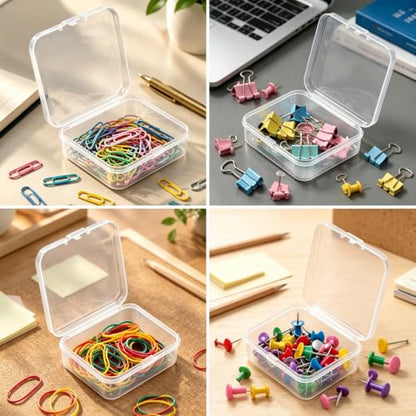 4PCS Small Plastic Box Small Storage Containers Clear Mini Case with Lid