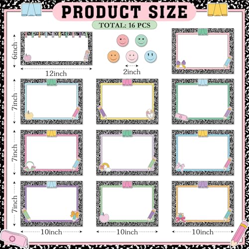 16 Pcs Magnetic Write Wipe Organization Chart, Artwork - style: Artwork