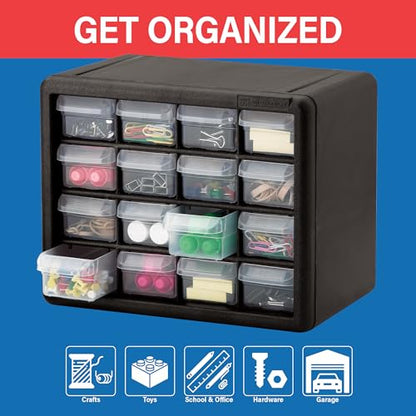 Akro-Mils 10116, 16 Drawer Plastic Parts Storage Hardware and Craft Cabinet, 10-1/2-Inch W x 6-1/2-Inch D x 8-1/2-Inch H, Black - color: Black, size: 16 Drawer, style: 1 Pack