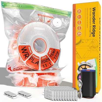 3D Filament Storage Vacuum Bundle – 20 Vacuum Storage Bags with Electric Pump & Rechargeable Desiccant Packs, Complete Moisture Control Kit for 3D Printer Filament