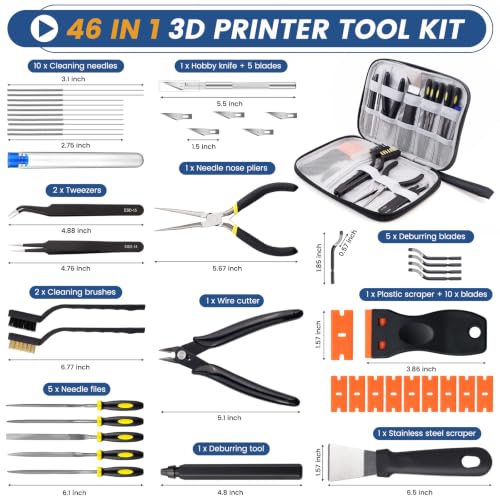 46Pcs 3D Printer Tool Kit, 3D Printer Accessories with Storage Bag - style: 46PCS