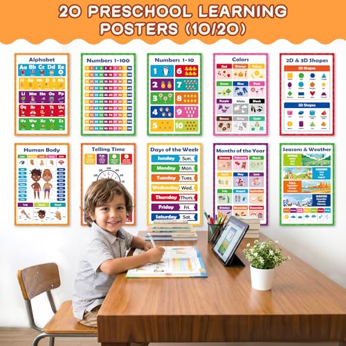 KIDS KING 20 Toddlers Learning Posters - Basic (11"x17") - color: Basic