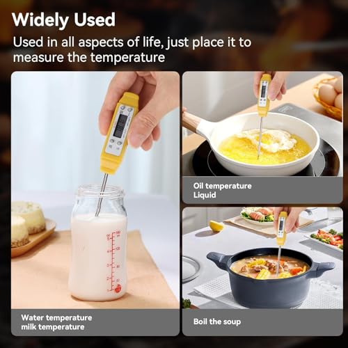Akozon Digital Food Thermometer Automatic Calibration Pen High Accuracy Electronic Pocket Thermometer Yellow Home and Family Appliance and Decor - color: Yellow