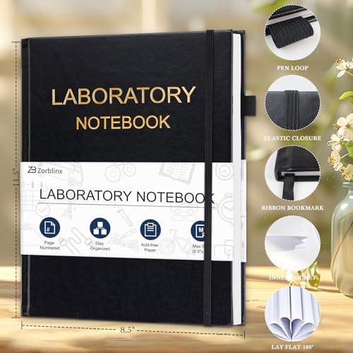 Lab Notebook - Chemistry Laboratory Notebook for Student, 8.5" X 11" - color: Black