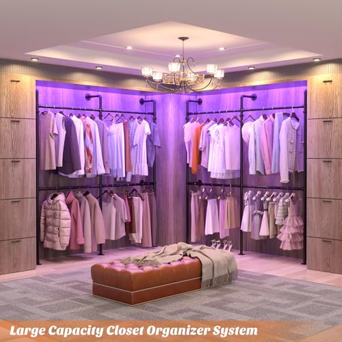 Aheaplus Industrial Pipe Clothing Rack, Reversible 6.75FT Clothes Rack - size: 81 inches