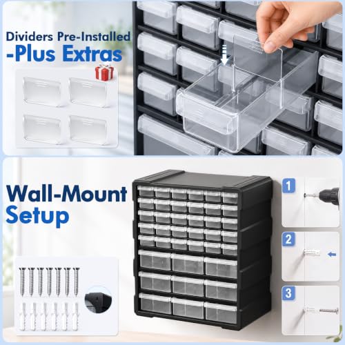 Drawer Organizer Craft Organizers and Storage with Dividers Labels Thicker - size: 39 Drawer