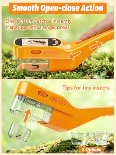 Acoath Microscope for Kids, Bug Catcher, 2.4" IPS Screen Bug Catching Kit - color: Orange