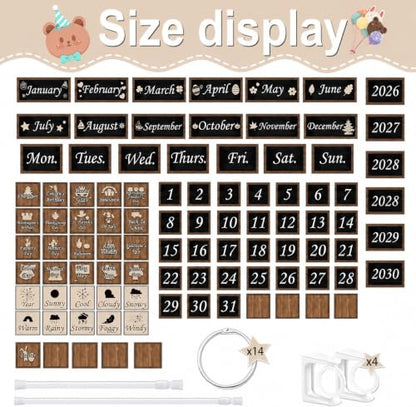 96 Cards Classroom Bulletin Board Decorations Set for Teachers,Flip Calendar with Holder for Classroom,Adjustable Calendar,Preschool Elementary Home Decor Supplies（Wood Grain,Industrial Chic） - style: Industrial Chic