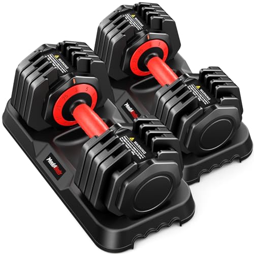 Adjustable Dumbbell Set Pair 25 lb or 50lb,10-in-1 Free Weight - color: 25lbs-Pair