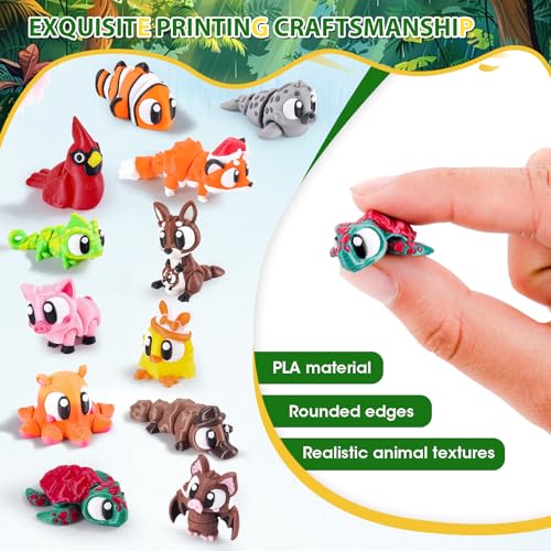 3D Printed Big Eyed Animals Set of 12 Articulated Desk Fidget Toys - size: Big Eyed Animals (Kangaroo), style: 12 PCS